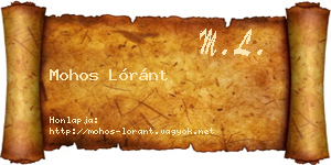 Mohos Lóránt névjegykártya